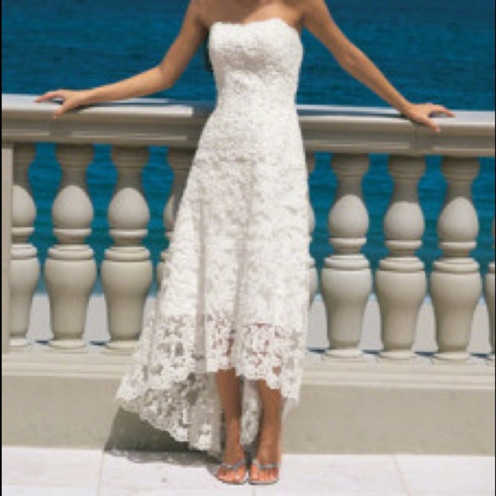 Alfred Angelo High-low Lace overlay Wedding Dress